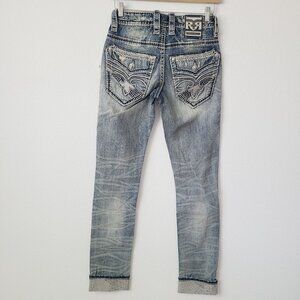 Rock Revival Cresdent Alt Straight Denim Jeans Size 28x34 Blue #2